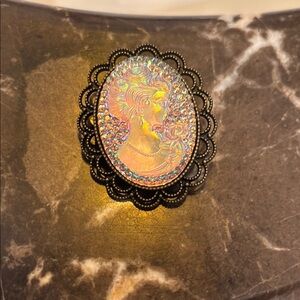 Vintage Cameo Brooch with Iridescent Design